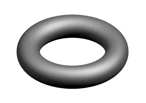 Grauer O-Ring in runder Form, hergestellt von Bosch, auf neutralem Hintergrund. Der Ring hat eine durchgehende, gleichmäßige Oberfläche ohne sichtbare Nähte oder Beschädigungen.
